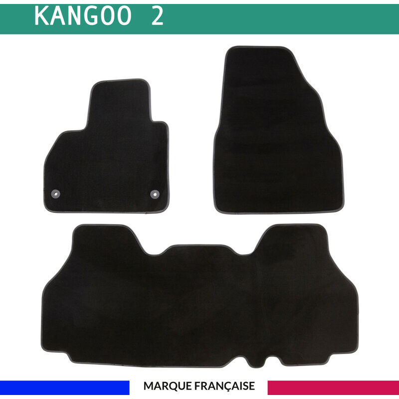 Autosweet - Tapis de voiture - Sur Mesure pour kangoo 2 (dès 2008) - 3 pièces - Tapis de sol antidérapant pour automobile