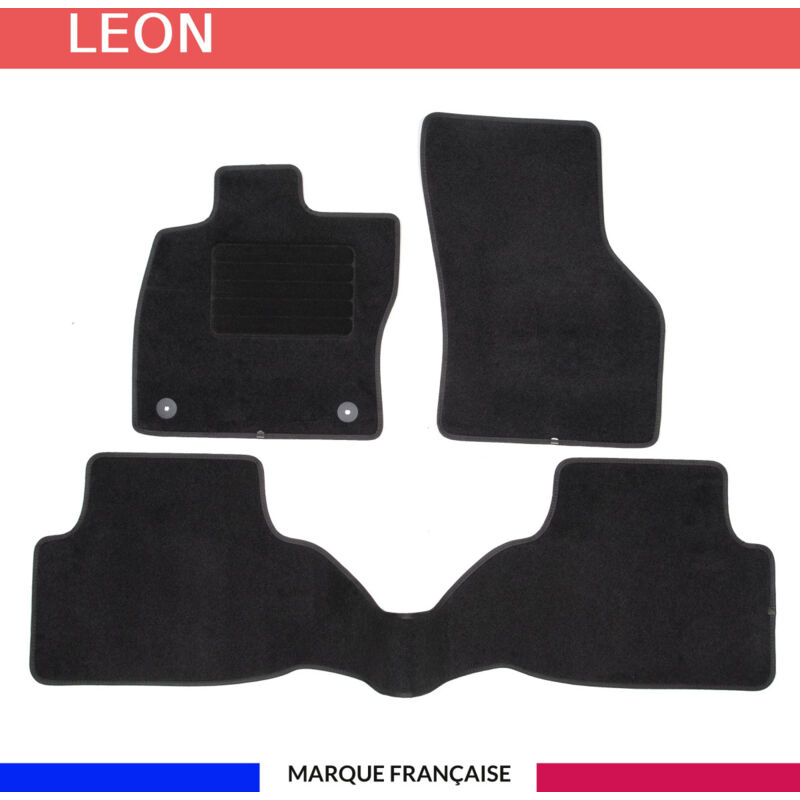 Tapis de voiture - Sur Mesure pour leon (dès 11/2019) - 3 pièces - Tapis de sol antidérapant pour automobile