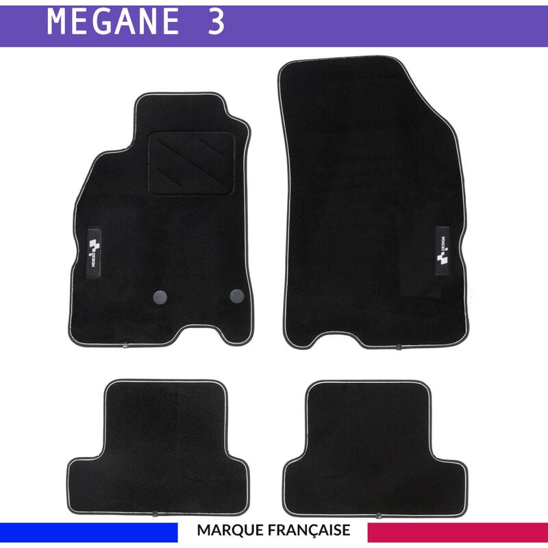 Tapis de voiture - Sur Mesure pour megane 3 (2008 - 2016) - 4 pièces - Tapis de sol antidérapant pour automobile