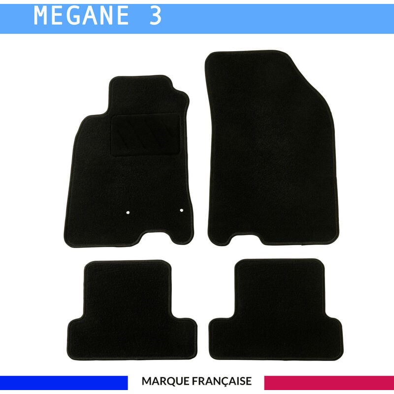 Tapis de voiture - Sur Mesure pour MEGANE 3 (2008 - 2016) - 4 pièces - Tapis de sol antidérapant pour automobile
