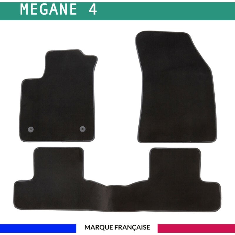 Tapis de voiture - Sur Mesure pour MEGANE 4 (dès 2015) - 3 pièces - Tapis de sol antidérapant pour automobile