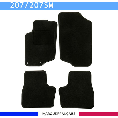 Tapis de voiture sur mesure pour Peugeot 207/207 SW/207+ (2006-2014) – 4 pièces – Antidérapant AUTOGRIP® – Clips de fixation d'origine