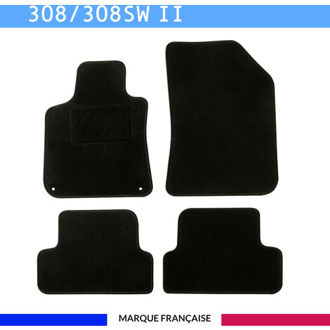 Tapis de voiture sur mesure pour Peugeot 308 (2013 - 2021) – Lot de 4 pièces – Système antidérapant AUTOGRIP® – Clips de fixation inclus