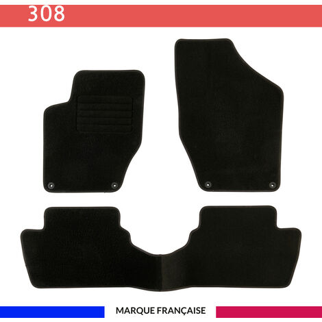 Tapis de voiture sur mesure pour Peugeot 308/308SW (2007-2013) – 3 pièces – Antidérapant AUTOGRIP® – Contour velours renforcé