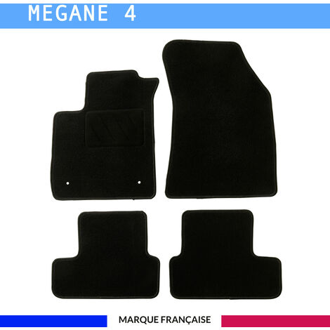 Tapis de voiture sur mesure pour Renault Megane 4 (dès 2015) – 4 pièces – Tapis de sol antidérapants avec clips de fixation