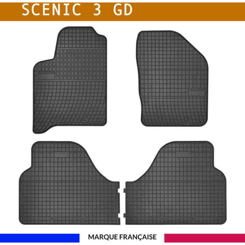 Tapis de voiture - Sur Mesure pour scenic 3 gd (2009 - 2016) - 4 pièces - Tapis de sol antidérapant pour automobile - Souple