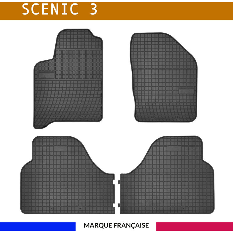 Tapis de voiture - Sur Mesure pour scenic 3 (2009 - 2016) - 4 pièces - Tapis de sol antidérapant pour automobile - Souple