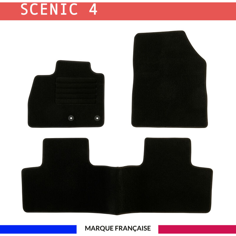 Tapis de voiture - Sur Mesure pour scenic 4 (dès 2016) - 3 pièces - Tapis de sol antidérapant pour automobile