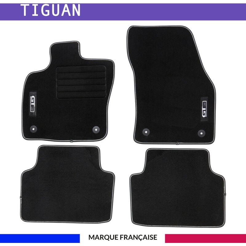 Tapis de voiture - Sur Mesure pour TIGUAN (dès 2016) - 4 pièces - Tapis de sol antidérapant pour automobile