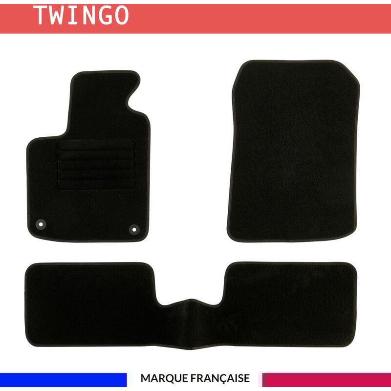 Tapis de voiture - Sur Mesure pour TWINGO 2 (2007 - 2014) - 3 pièces - Tapis de sol antidérapant pour automobile