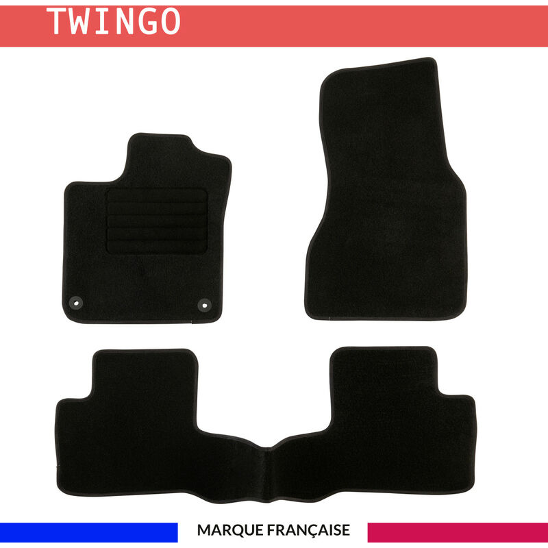 Tapis de voiture - Sur Mesure pour TWINGO 3 (dès 2014) - 3 pièces - Tapis de sol antidérapant pour automobile