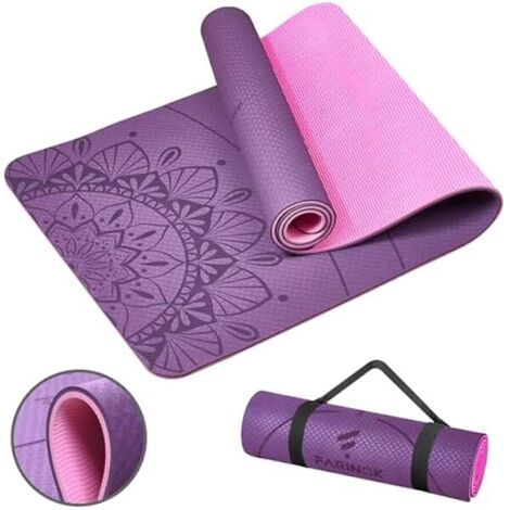 Tapis De Yoga - 9 mm D'Épaisseur - Non Glissant - En TPE Écologique - 183 x 61 cm - Pour Pilates Et Exercices À Domicile - 1 Pièce