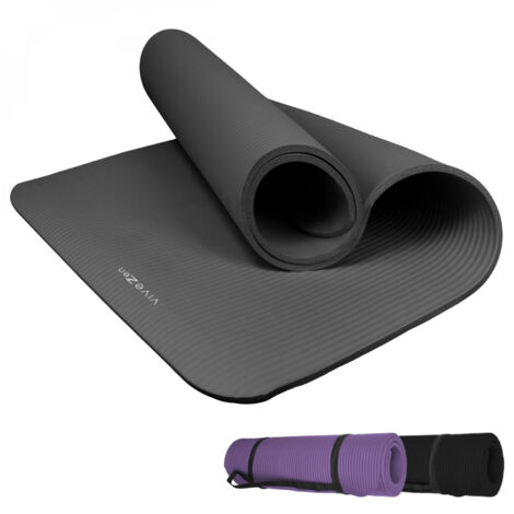 Tapis de yoga antidérapant en NBR 186 x 120 x 1 cm – Ultra confortable avec sangle de transport – Pour yoga et pilates – Vivezen