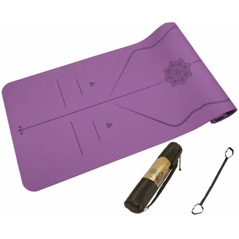LUXTRI Tapis de yoga violet 180x60x1,5cm fitness aérobic pilates matelas  antidérapante extra épais