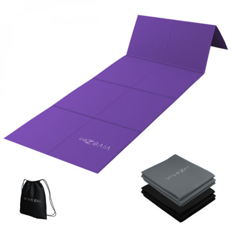 Tapis de yoga, de gym, d'exercices pliable 61 x 183 cm + sac de transport - Violet - Vivezen