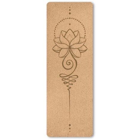 Tapis De Yoga en Liège Naturel 100% Tapis d'exercice Ecologique Haute Densité183X61Cm avec Sangle De Transport pour La Maison, Le Pilates,Le Gymnase Et L'Entraînement