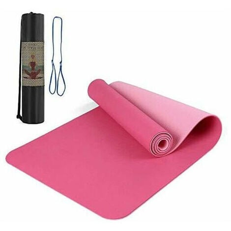 Tapis de yoga, tapis de fitness, tapis de pilates, tapis de gymnastique 183  x 61 x 1,5 cm en NBR (Rose) - D-Work
