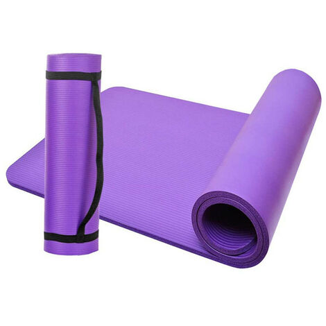 Tapis de yoga, tapis de fitness, tapis de pilates, tapis de gymnastique 183 x 61 x 1,5 cm en NBR (Violet) - D-Work