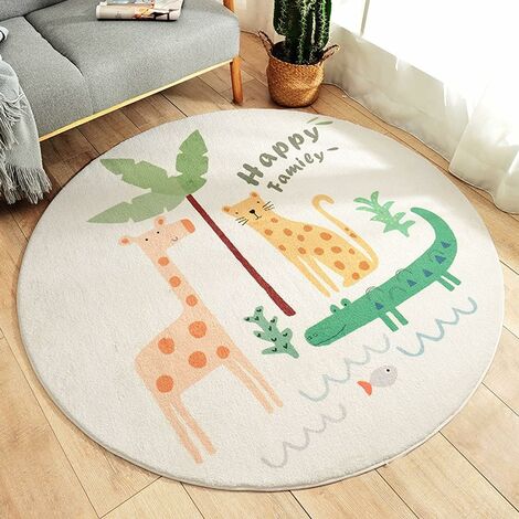 Tapis De Zone Lavables Rond Duveteux Grands Coussinets Protecteurs