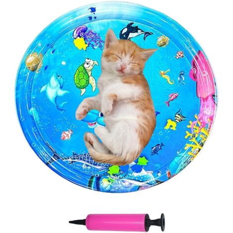 Tapis d'eau de Jeu pour Animaux - Tapis Sensoriel Poisson Chat avec Eau -