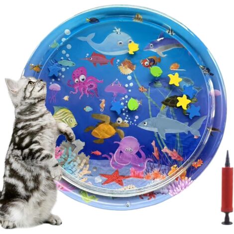 Tapis d'eau pour Chats Tapis d'eau avec Poissons Stimulant Pliable