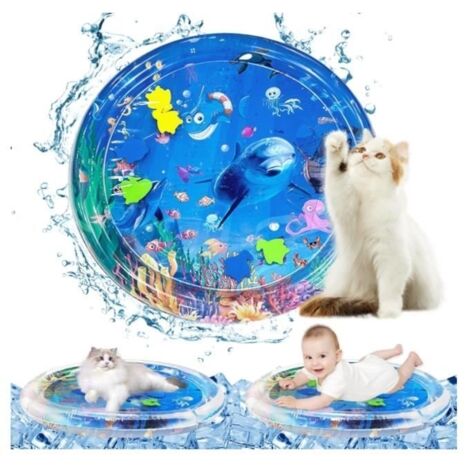 Tapis d'eau Sensoriel pour Chat, Tapis d'eau Multifonctionnel pour Jouets pour Chats, d'eau pour Chats D'été, Tapis d'eau pour