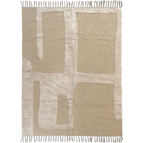 Tapis déco à franges abstrait en coton 160x230cm