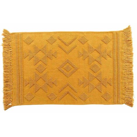 Tapis Déco à Franges "Cilaos" 60x90cm Safran