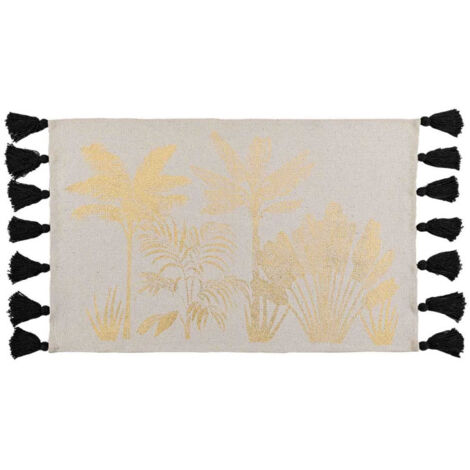 Tapis Déco à Pompons "Karaba" 60x90cm Naturel