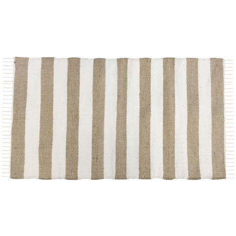 Tapis déco à rayures en jute et coton 60x120cm