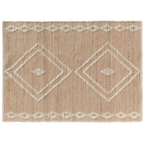 Tapis Déco en Jute & Laine "Floty" 120x170cm Beige