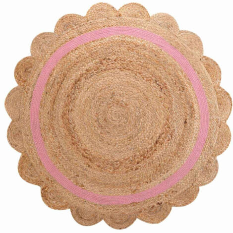 Tapis Déco Enfant Rond "Rosaly" 90cm Beige