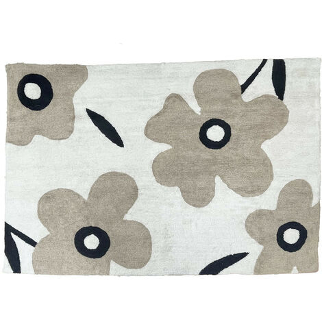 Tapis déco floral en coton tufté 170x120cm
