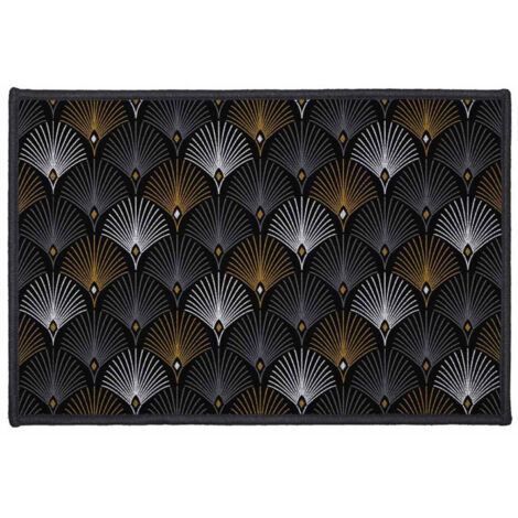 Tapis Déco Imprimé "Loelia" 40x60cm Noir & Or