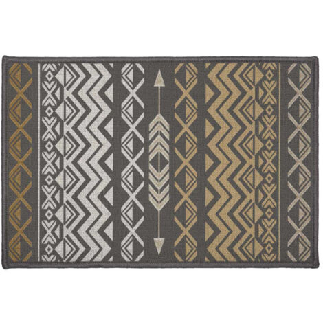 Tapis Déco Rectangle "Zaparos" 40x60cm Or & Gris