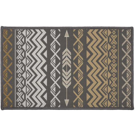 Tapis Déco Rectangle "Zaparos" 50x80cm Or & Gris