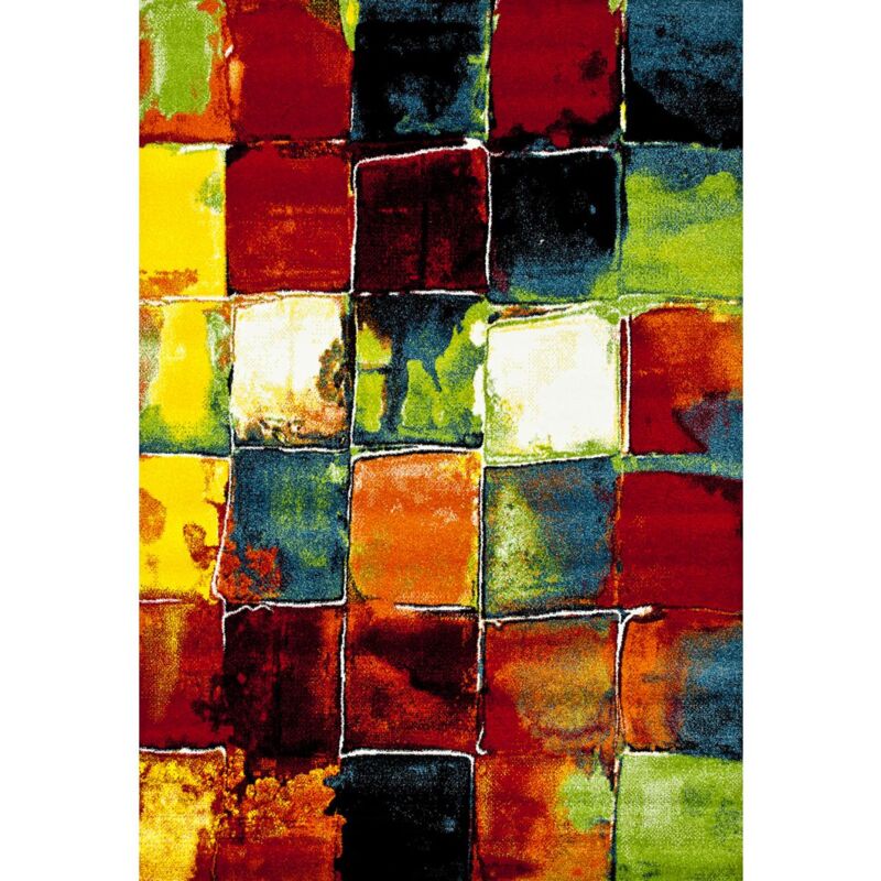 Tapis salon et chambre 160x230 multicolore rectangle tissé motif géométrique be 39