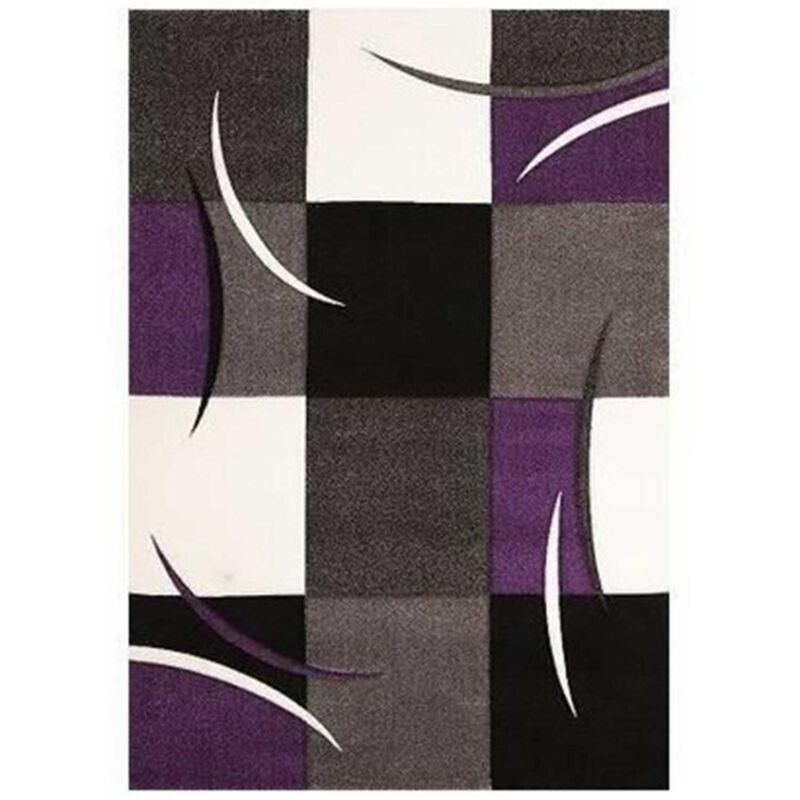 Unamourdetapis - Tapis salon et chambre 80x150 violet rectangle tissé motif géométrique virgulada