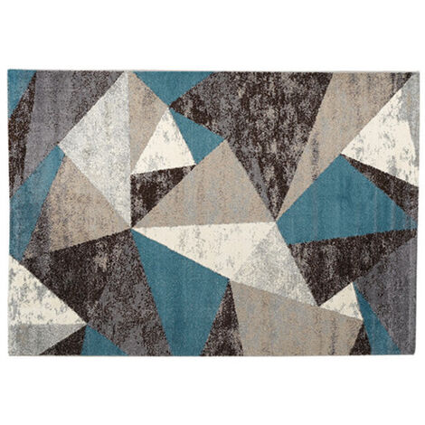 Tapis Decora 60×110 cm – polypropylène frisé antidérapant – bleu élégant