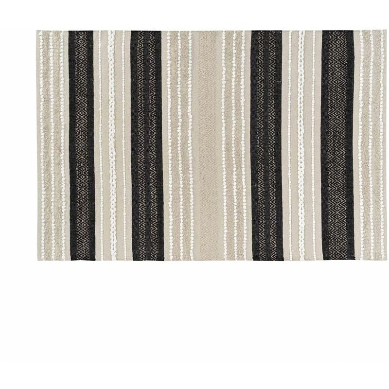 Douceur D'intérieur - Tapis déco - 120x170 cm - Naturel, Noir & Blanc avec fils métallisés