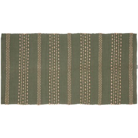 Tapis décoratif en coton et jute vert kaki 70x140 cm - Atmosphera, créateur d'intérieur
