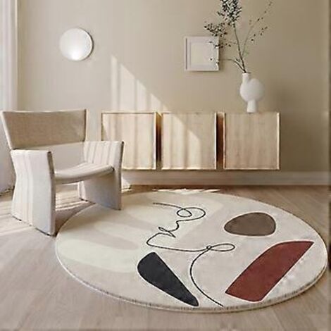 Tapis décoratif rond, lavable en machine (Dimensions : diamètre 120 cm)