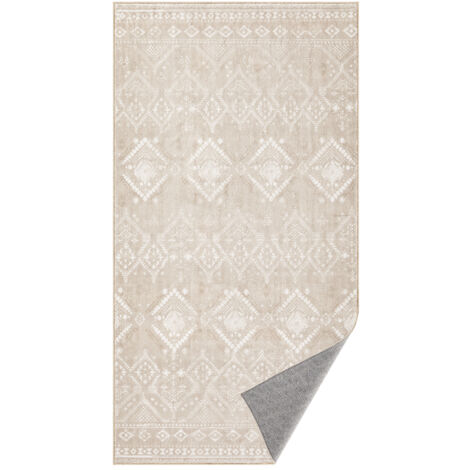 Tapis Décoratif, Tapis de Chambre 80 x 150 cm, Tapis de Salon, Tapis antidérapant, pour Salon, Lavable en Machine, Style Bohème, Beige Cappuccino