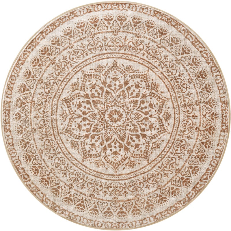 Songmics Home - Tapis Décoratif, Tapis Rond de 1,2 m Diamètre pour Chambre, Tapis Antidérapant, pour Salon, Bureau, Canapé, Lavable en Machine, Style