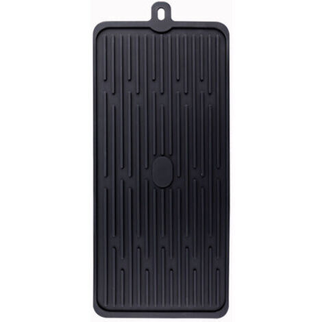 Tapis d'égouttage de cuisine en silicone noir (47 x 20 cm), grille d'égouttage antidérapante, résistant à la chaleur et lavable au lave-vaisselle, pour ranger la vaisselle et les plats.