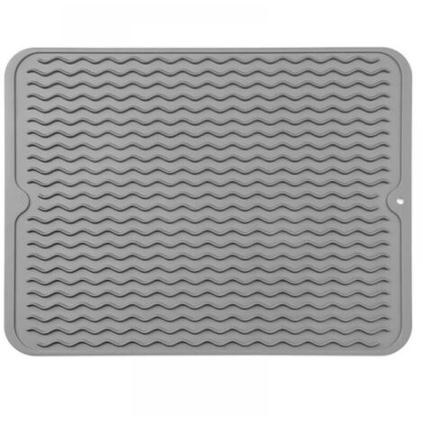 Tapis d'égouttage en silicone, 30x40cm, pliable, résistant à la chaleur, antidérapant, adapté aux plans de travail de cuisine (gris).