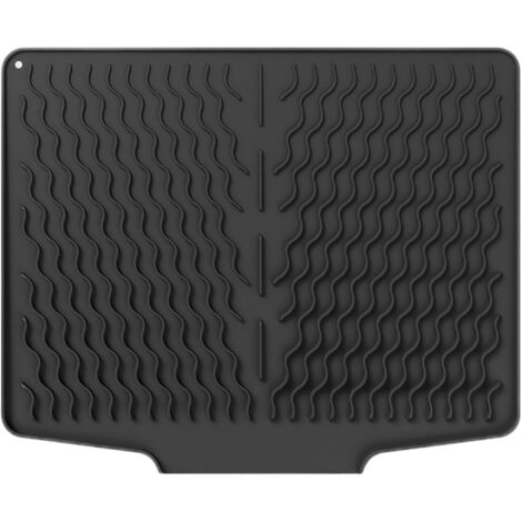 Tapis d'égouttage en silicone - 40 cm x 32,8 cm, tapis d'évier pour vaisselle avec surface inclinée pour un égouttage optimal, résistant à la chaleur, antidérapant, tapis d'égouttage pour évier pour r