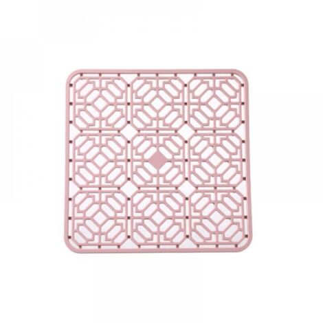 Tapis d'égouttage en silicone pour cuisine – Résistant à la chaleur, protecteur de plan de travail antidérapant, conception creuse pour l'évacuation de l'eau, découpable sur mesure (rose, 30 x 30 cm)