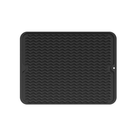 Tapis d'égouttage - Silicone - Résistant à la chaleur - Antidérapant - Tapis de vaisselle - Tapis de séchage pour la cuisine - Noir - 30 x 40 cm - 1 pièce