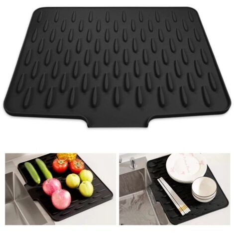 Tapis d'égouttement en silicone antidérapant pour évier de cuisine 30 x 40 cm
